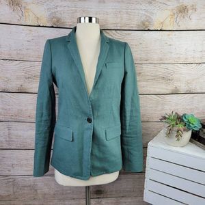 J Crew Regent Blazer in Linen Olive Green Size 4